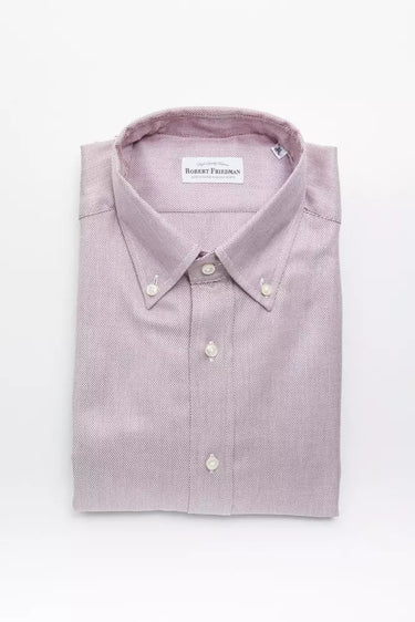 Elegant Red Cotton Button-Down Shirt